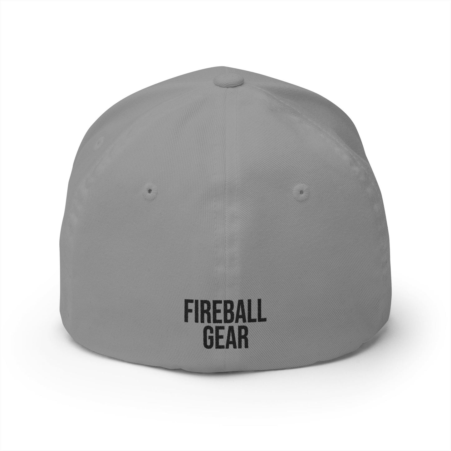 Gorra de béisbol bordada FlexFit de la serie Beast Mode - Llama y círculo de engranajes