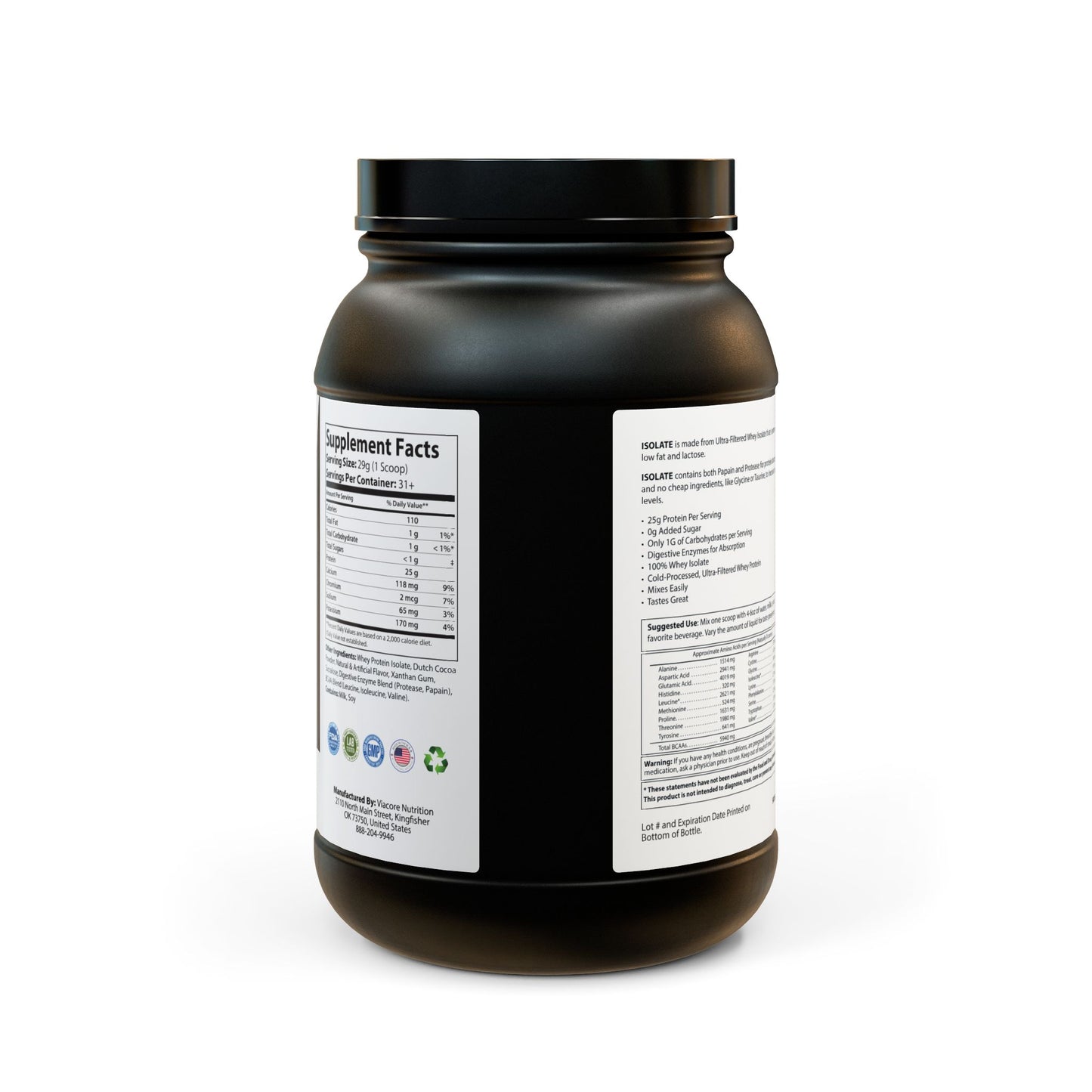 Suplemento de proteína de suero aislado (907 g, 2 lb)