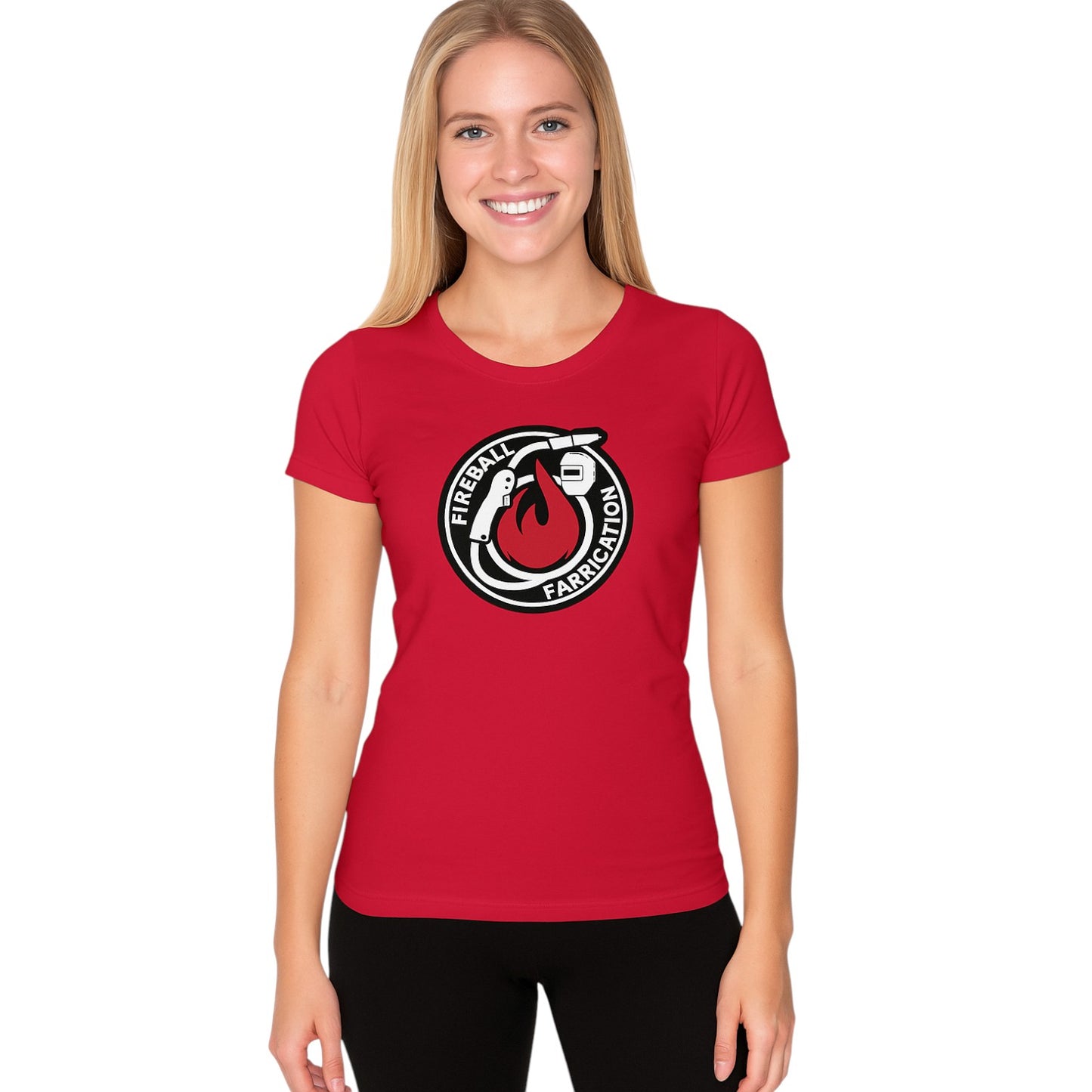 Camiseta ajustada para mujer con el logotipo de Fireball Fabrication