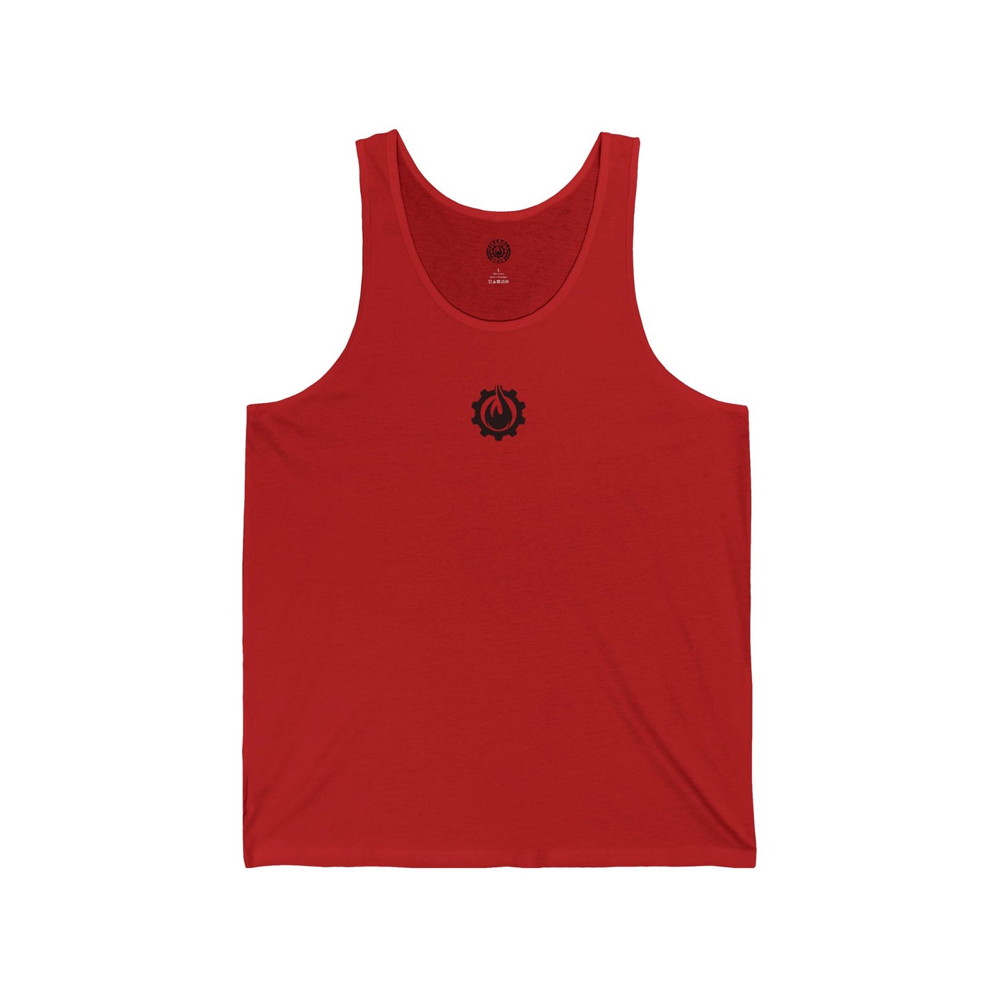 Camiseta sin mangas unisex Fireball Gear - Flame &amp; Gear - Negra