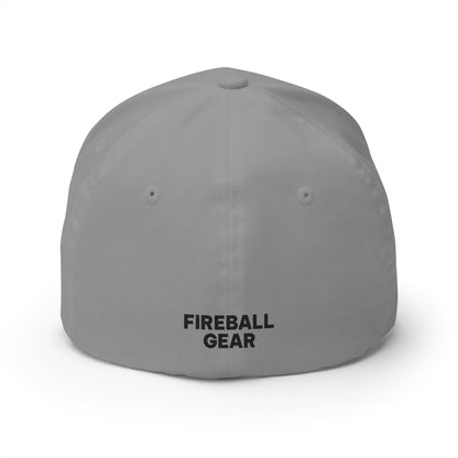 Fireball Gear - Brand Logo - Flame & Gear - Black & Red - FlexFit Cap