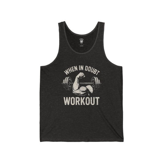 When in Doubt, Workout - Unisex Jersey Tank Top