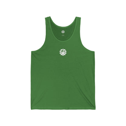 Camiseta sin mangas unisex Fireball Gear - Flame &amp; Gear - Blanca