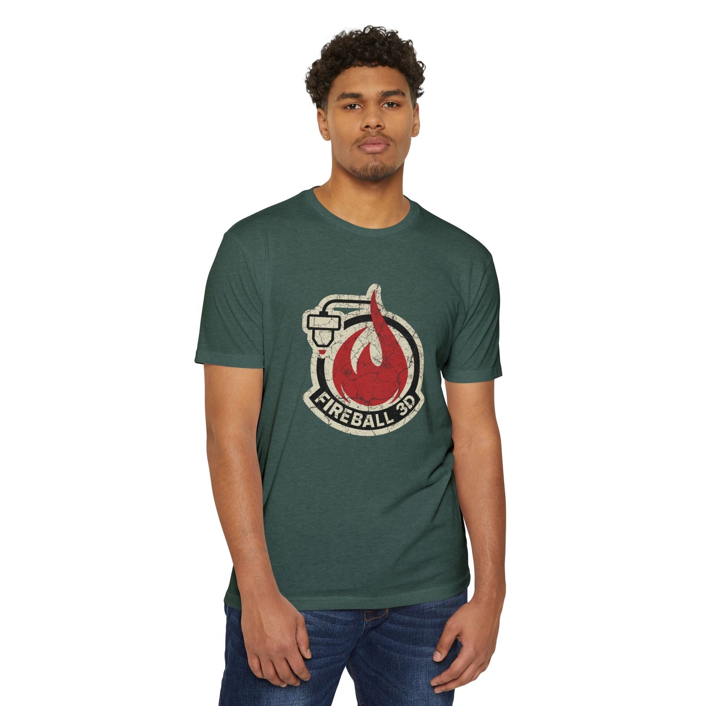 Camiseta unisex Fireball 3D - Desgastada