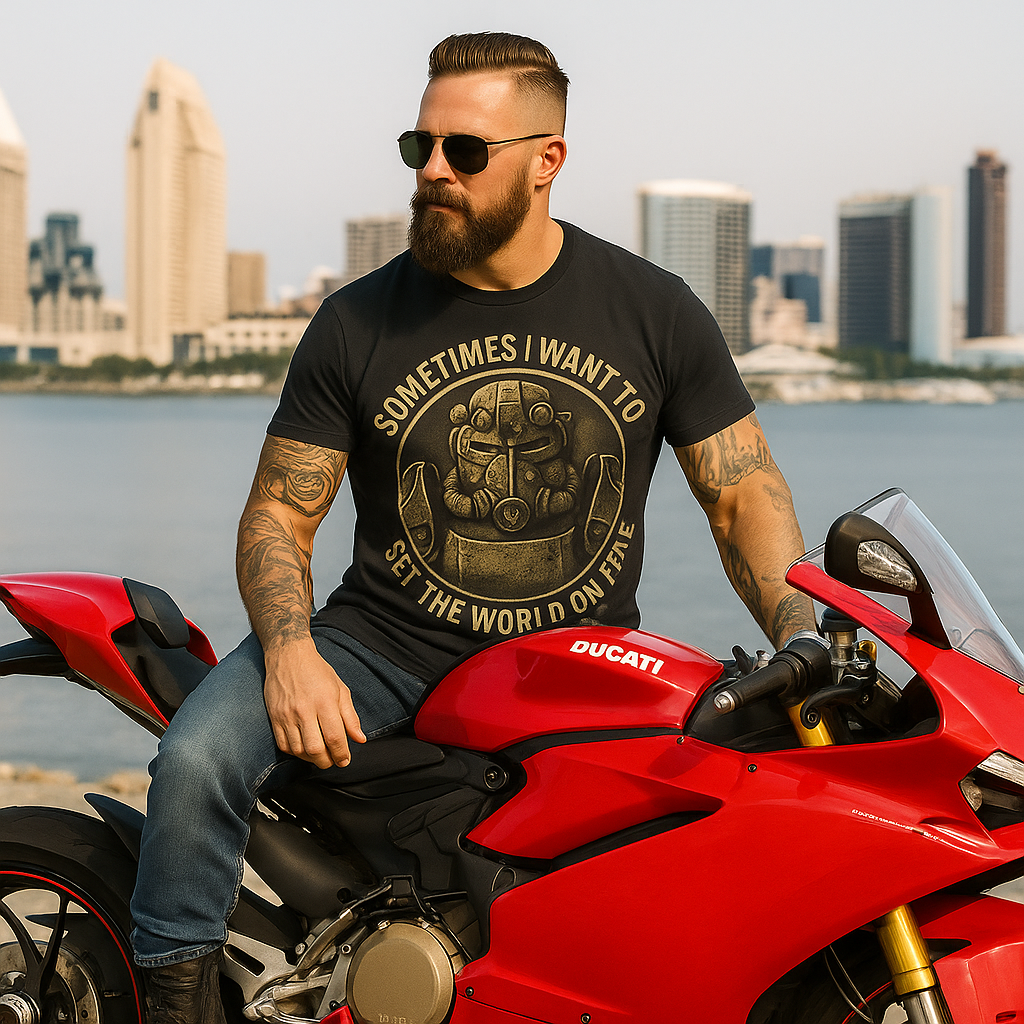 Fallout T-60 T-Shirt: 'Sometimes I Want to Set the World on Fire'