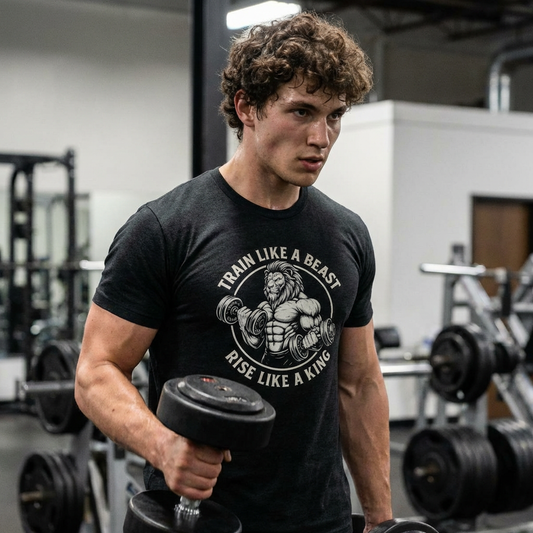 Serie Modo Bestia - Entrena como una bestia, asciende como un rey - Camiseta unisex de mezcla triple