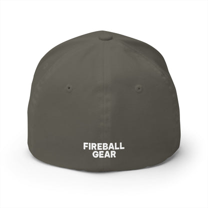 Beast Mode Series - Flame & Gear Circle - FlexFit Cap - Black & White