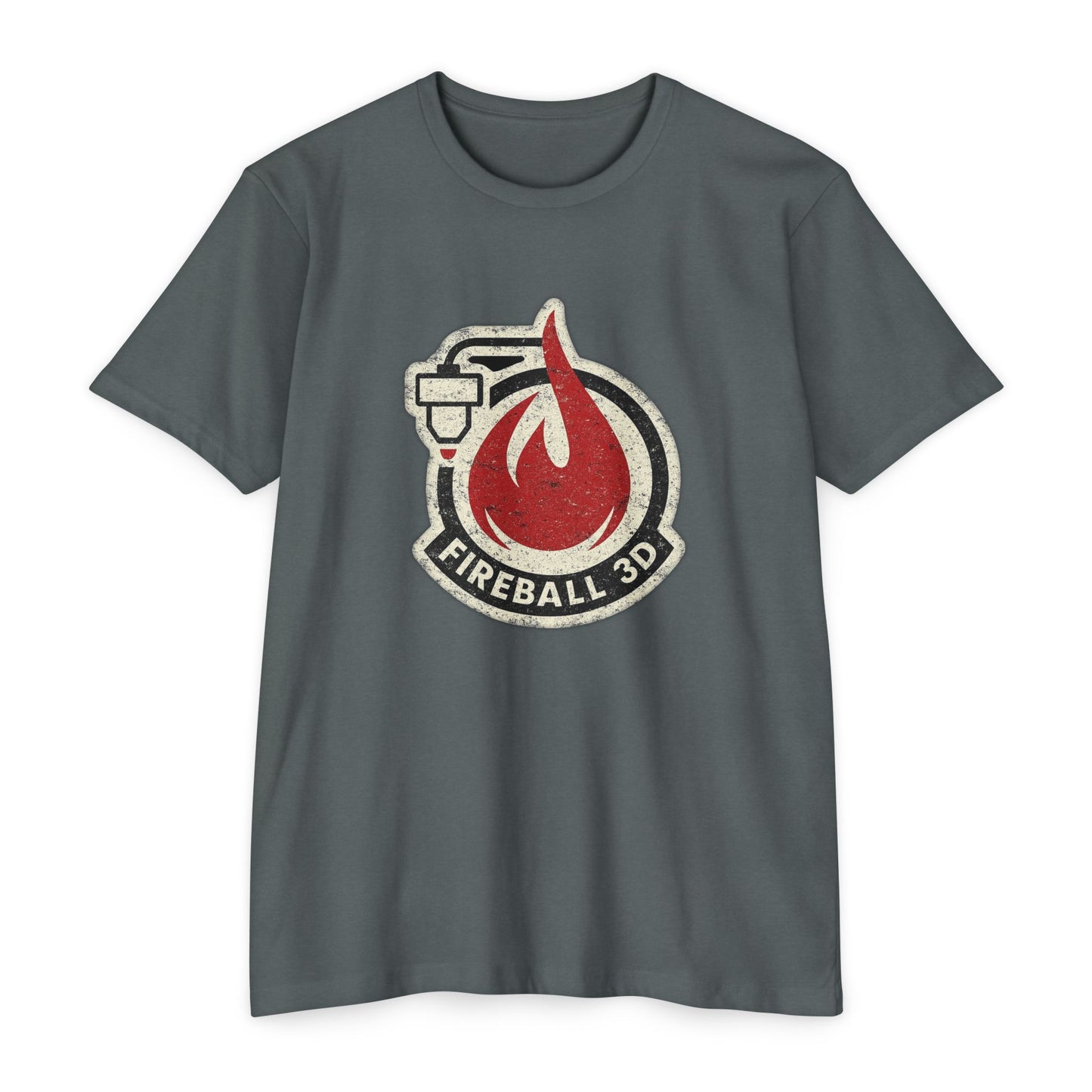 Camiseta Fireball 3D v4 desgastada - Heather