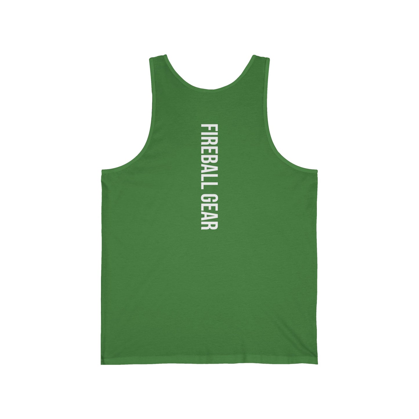 Camiseta sin mangas unisex Fireball Gear - Flame &amp; Gear - Blanca