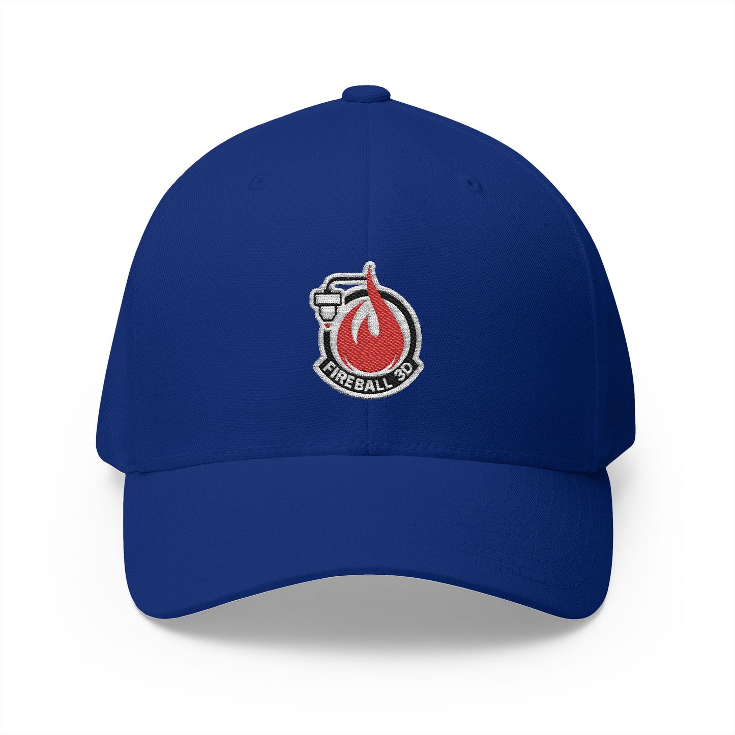Fireball 3D - Brand Logo - Flame & Text - Red & White - Dark Colors - FlexFit Cap