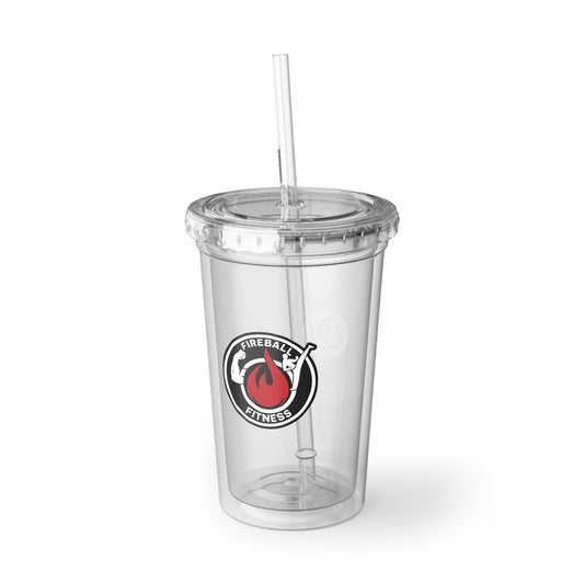 Fireball Fitness v1.1 – 16 oz isolierter Acrylbecher mit Deckel und Strohhalm