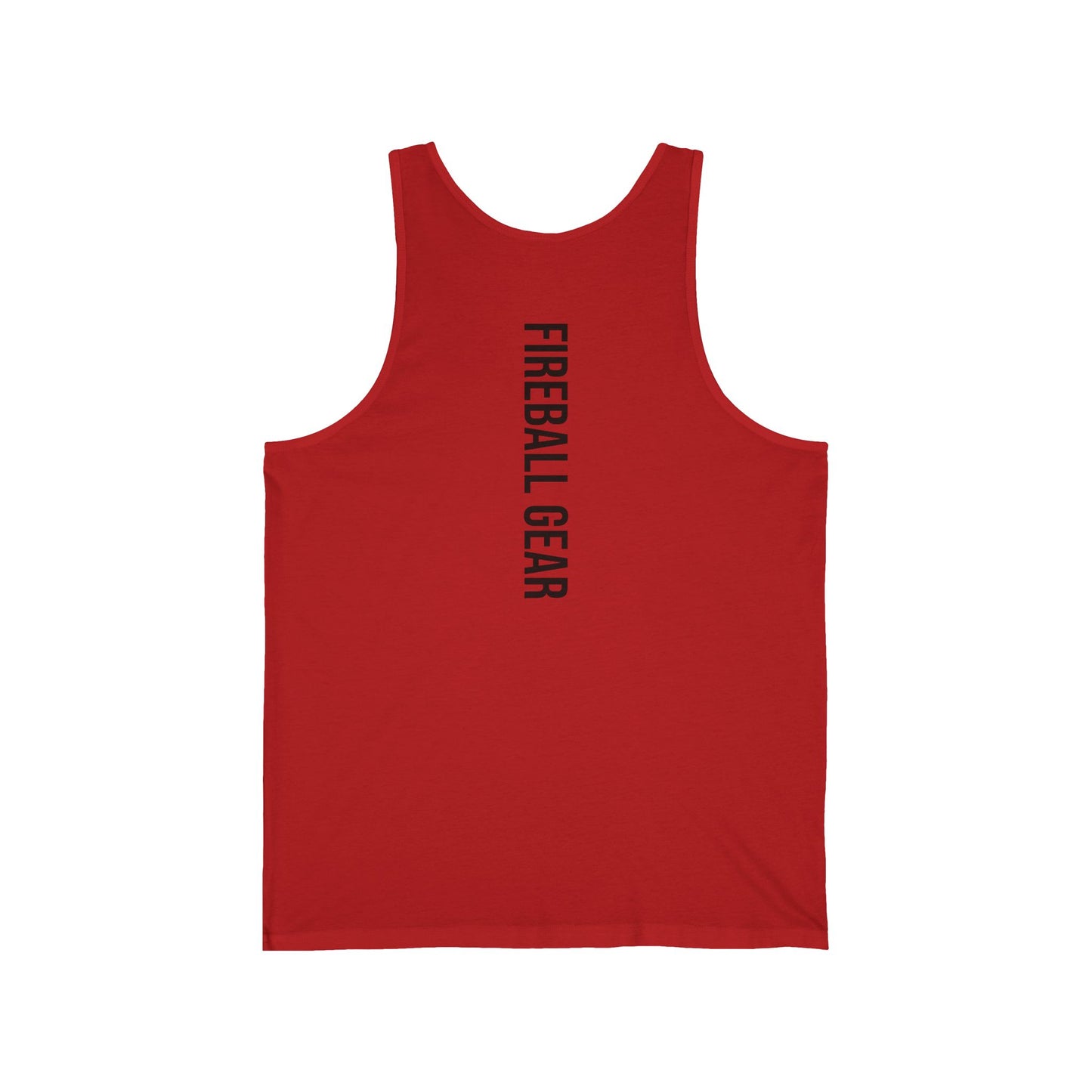 Camiseta sin mangas unisex Fireball Gear - Flame &amp; Gear - Negra