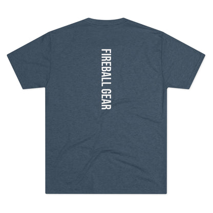 Fireball Gear - Camiseta unisex de mezcla triple blanca con llamas y engranajes
