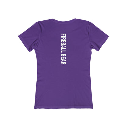 Fireball Gear - Flame &amp; Gear - Camiseta ajustada para mujer - Blanca