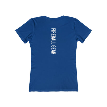 Fireball Gear - Flame &amp; Gear - Camiseta ajustada para mujer - Blanca