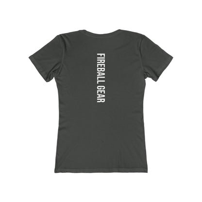 Fireball Gear - Flame &amp; Gear - Camiseta ajustada para mujer - Blanca