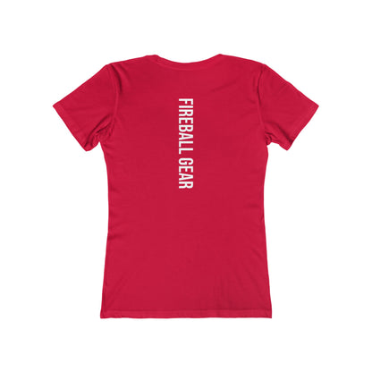 Fireball Gear - Flame &amp; Gear - Camiseta ajustada para mujer - Blanca