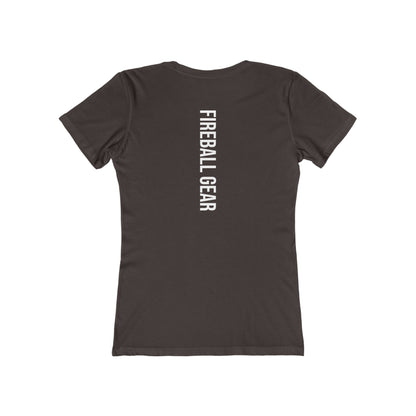 Fireball Gear - Flame &amp; Gear - Camiseta ajustada para mujer - Blanca