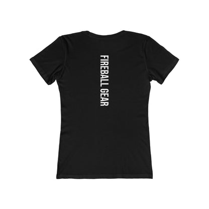 Fireball Gear - Flame &amp; Gear - Camiseta ajustada para mujer - Blanca