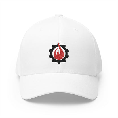 Fireball Gear - Brand Logo - Flame & Gear - Black & Red - FlexFit Cap