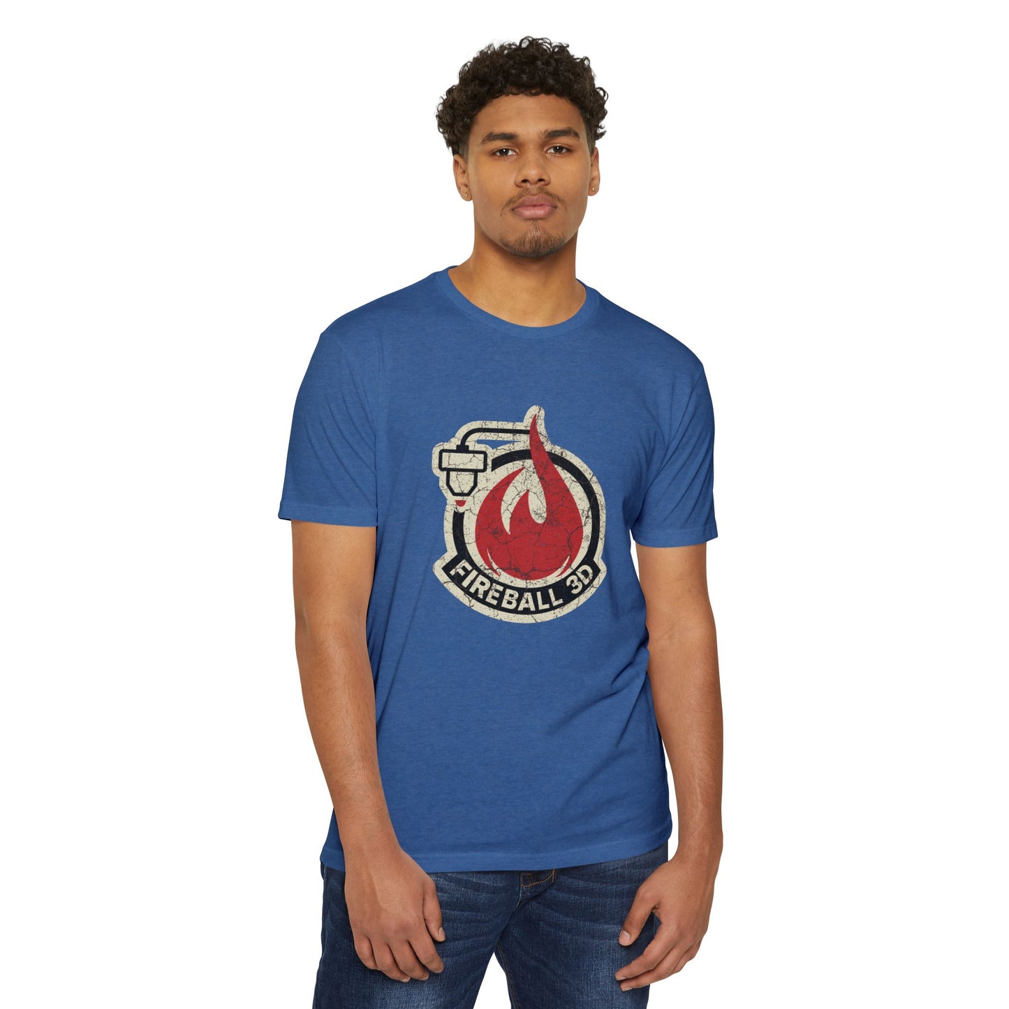 Camiseta unisex Fireball 3D - Desgastada
